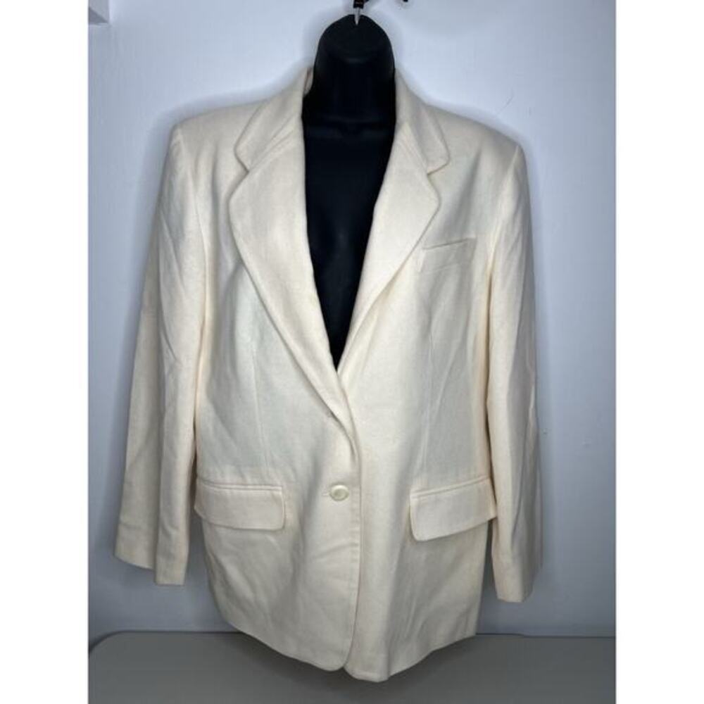 Vintage 80’s Worthington Women Ivory 100% Wool Blazer Size 10 Retro